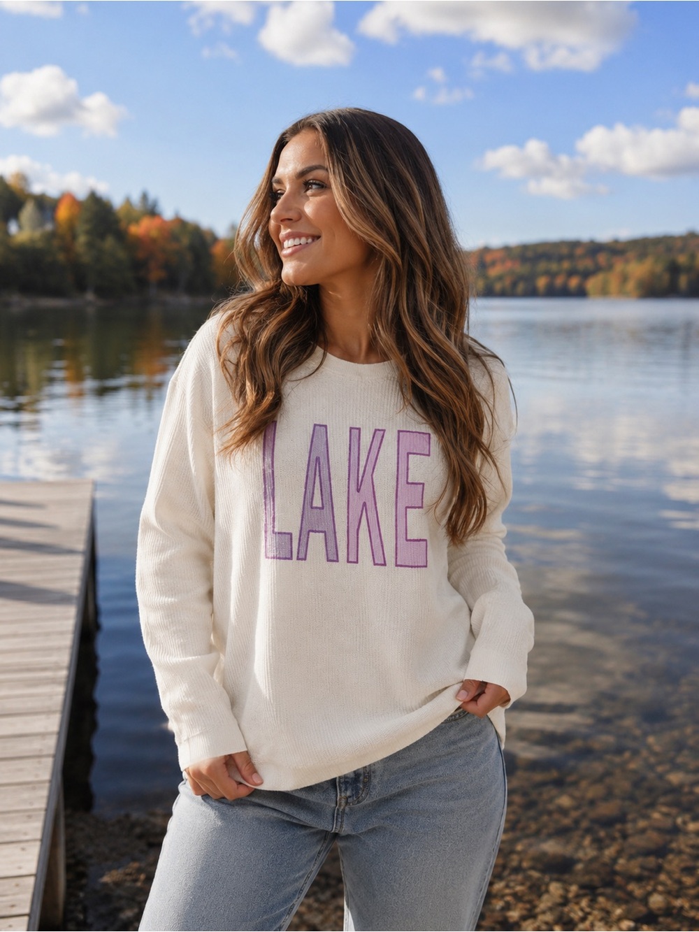 ⛵️Casual 'LAKE' Cozy Pullover Ribbed Sweater in Cream - Small